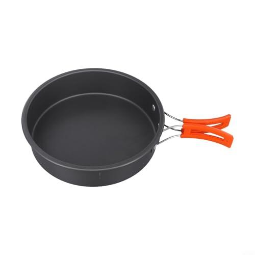Sartén plegable para acampar para 2-3 personas con no alúmina para superficie y mango antiquemaduras para senderismo al aire libre cocinar (grande)