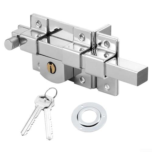 Cerradura de puerta exterior antigua con llave cruzada para valla de hierro de madera gruesa, pestillo mecánico antirrobo, acabado plateado, apertura derecha, 20,3 cm (2008CR - derecha)