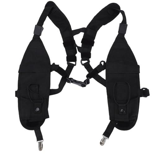 Yanmis Arnés de Pecho para Radio, Funda Doble para Hombro, Soporte para Chaleco de Radio, Chaleco de Bidireccional, Estuche para Walkie Talkie con Bolsa Frontal