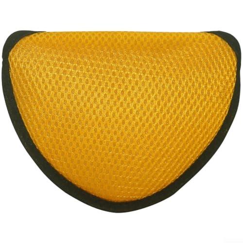 Cubierta de malla de nailon transpirable para putter semicírculo con forro de felpa y cierre táctil seguro para protección de palos de golf, rojo (naranja)