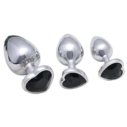 Juego de 3 piezas de acero inoxidable expansivo suave y cómodo, líneas elegantes y curvas naturales con adornos de gemas brillantes +Y (Negro)