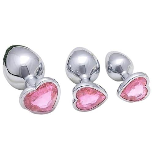 Juego de 3 piezas de acero inoxidable expansivo suave y cómodo, líneas elegantes y curvas naturales con adornos de gemas brillantes +Y (Rosa)