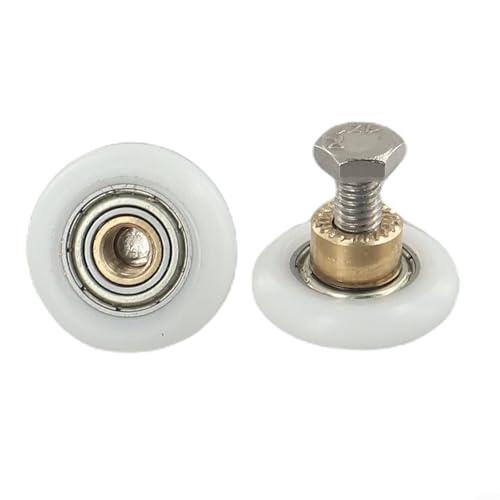 Juego de 2 ruedas para puerta de ducha con anillo exterior de nailon y tornillos de montaje de acero inoxidable para mayor durabilidad (25 mm)