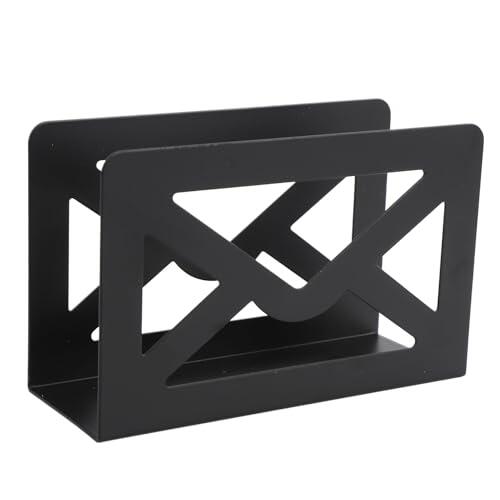 Stylebest Portacartas de Escritorio, Moderno Organizador Clasificador de Metal Negro para Oficina en Casa, Diseño de Hierro Duradero, Ideal para Cartas y Sobres