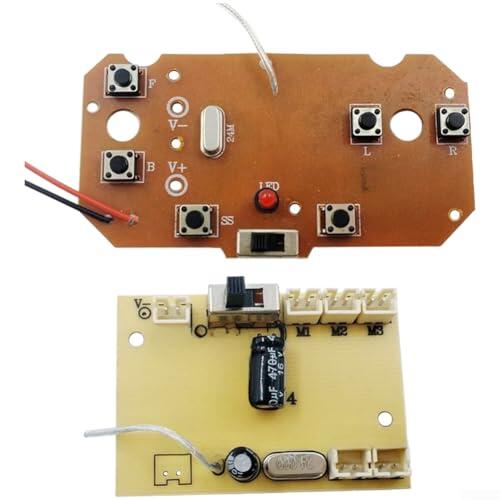 Placa de circuito de control remoto de seis canales de 2,4 g para vehículos de ingeniería con motor independiente y funciones de elevación de brazo, color marrón, paquete de 2 (pista de seis vías)