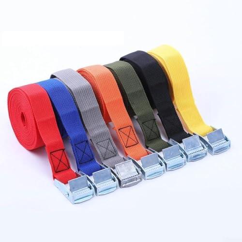 Correa de amarre de trinquete de 25 mm x 2 m con hebilla de zinc para motocicleta, ATV, bicicleta y carga para asegurar remolques, color negro