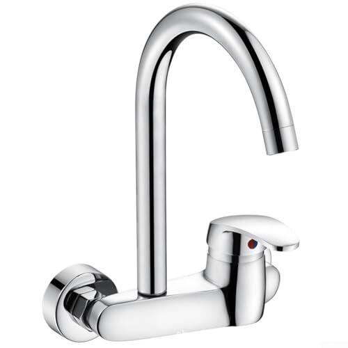Axorafow Grifo mezclador de cocina de latón con acabado cromado – Grifo monomando de agua fría y caliente para fregadero, balcón, lavabo de fregona y zona de lavado (dimensiones: como se muestra)