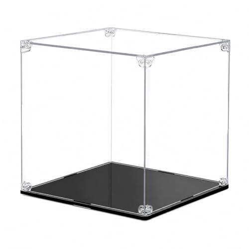 xolear Vitrina Metacrilato 20X20X20cm Caja Metacrilato Antipolvo Base Negra | Urna Metacrilatos Automontaje, Vitrina Expositora para Colecciones Figuras Juguetes Acción Miniatura