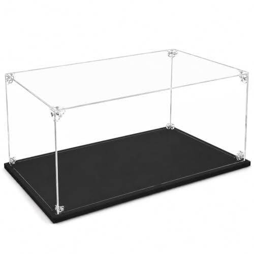 xolear Vitrina Metacrilato 30X20X15cm Caja Metacrilato Antipolvo Base Negra | Urna Metacrilatos Automontaje Transparente, Vitrina Expositora para Colecciones Figuras Juguetes Acción Miniatura
