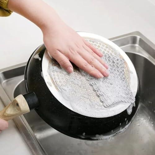 Hosrivae Limpiador de sartenes y fundidos para utensilios de cocina, ollas antiarañazos, utensilios de limpieza de hojas de hierro inoxidable, adecuado