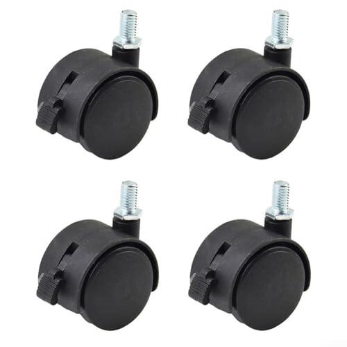 Ruedas giratorias de nailon M8 de 1.5 pulgadas, vástago roscado de 360 grados, carga de deslizamiento suave máxima de 33 libras para muebles, escritorio, gabinetes, estantes, paquete de 4 (1.5