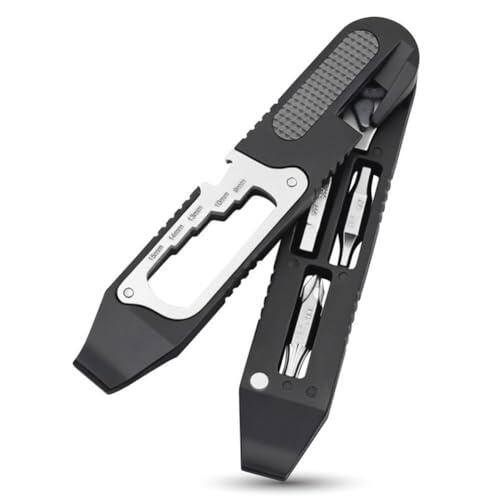 Lecreatekit Destornillador de trinquete multifuncional, llave hexagonal magnética con palancas de neumáticos reforzadas de nailon, herramienta de reparación de bicicletas de 132 mm