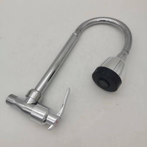 Vibsky Grifo de aleación de zinc montado en la pared con ángulo ajustable y boquilla autocontrolada para cocina, baño, balcón