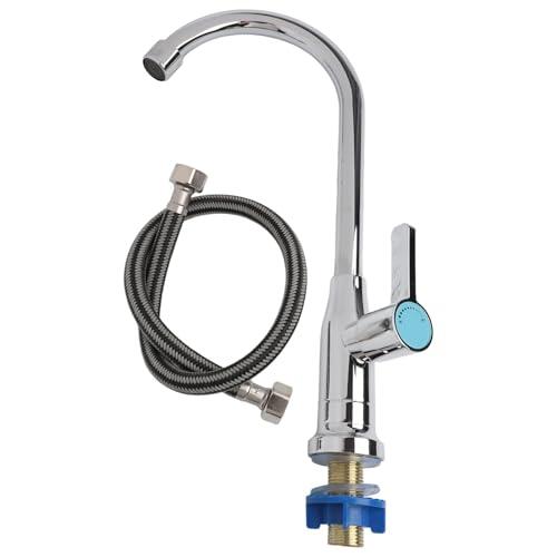 Vibsky Degree - Grifo giratorio para fregadero de cocina, para agua fría con tubo de entrada de 60 cm, rotación flexible, para lavabo de verduras, color plateado