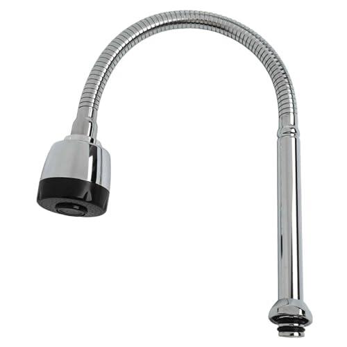 Vibsky Grifo de cocina de acero inoxidable con boquilla giratoria, grifo mezclador de una sola manija con modo de pulverización de doble flujo, color plateado