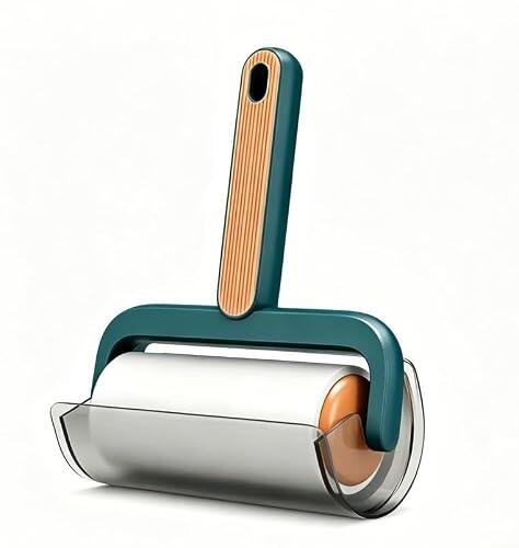Vibsky Rodillo de pelusa extra pegajoso con asa, 12 rollos de 60 hojas de pelo de mascotas y eliminación de polvo en ropa y muebles, color blanco
