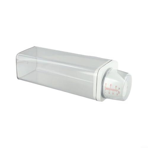 Dispensador transparente de detergente para ropa con taza medidora, recipiente hermético para almacenamiento de jabón en polvo, tapa a prueba de fugas, para organización del hogar, blanco transparente