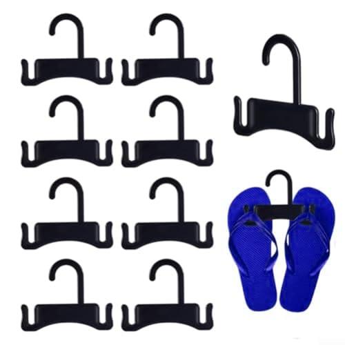 Paquete de 10 perchas para chanclas, plástico negro, ganchos de almacenamiento, para organización de armario, estante organizador de pantuflas que ahorra espacio y soporte para secado de zapatos