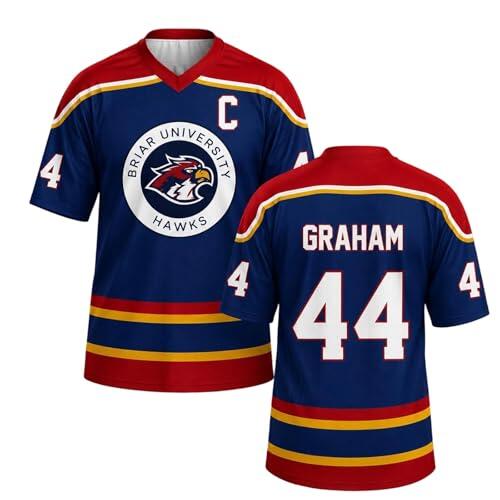 Off Campus Camisetas de Hockey, Hockey Jersey de Manga Corta con Cuello en V, Unisex con dorsales Graham 44, Logan 22, Tucker 46 y Di Laurentis 66