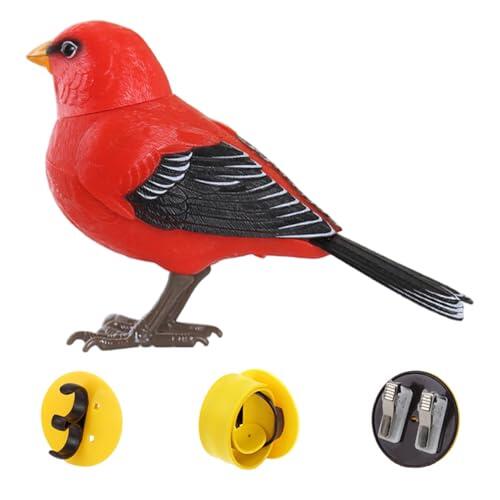Tsawntd Robot Bird, Juguete eléctrico para pájaros Que cantan y cantan, Activado por Movimiento y Sonido, simulación con Pilas, Lindos Juguetes interactivos para niños, Juguete Rojo