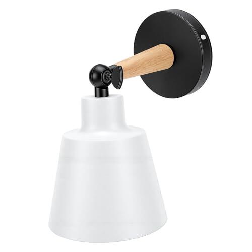 Alomejor Aplique de Pared Rústico, Accesorio de Iluminación Ajustable Moderno para Dormitorio, Sala de Estar, 1 Unidad, Diseño de Madera de Hierro (WHITE)