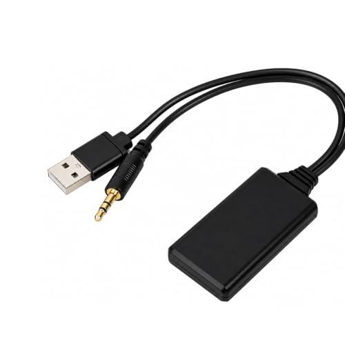 Canxyeun Aux Bluetooth Coche Receptor Bluetooth Jack 3.5 Adaptador de Audio Inalámbrico con USB 5V/12V, Adaptador Bluetooth Coche para Música Manos Libres en Vehículos con Entrada AUX