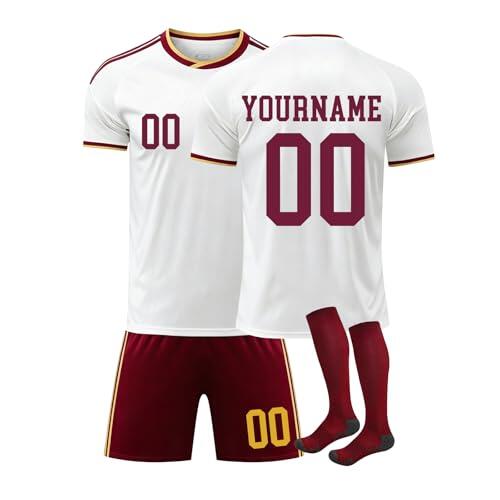 Camiseta de Fútbol Personalizadas para Hombres y Niño, Casa/Visitante Equipación Fútbol DIY Nombre Número con Conjunto Top Pantalón Corto y Calcetines Regalo de Futbol
