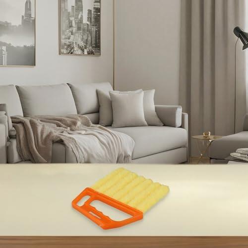 Hosrivae Cepillo de limpieza para persianas de ventilación de aire acondicionado, 15 x 13 cm, accesorio de limpieza de cerdas de poliéster con mango de abdominales, agujero para colgar, antiarañazos