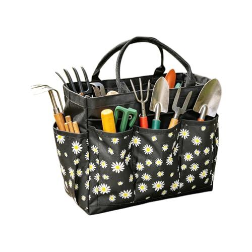 Garden Tote Bag, Multi‑Pocket Utility Bag, Waterproof Storage with Sturdy Panel, Heavy Duty Carrier with Refined Texture, Large 31x25x14cm Outdoor Gardening Category, Lawn Patio Farm Gear for Tools