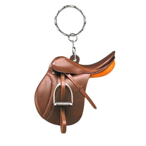 Genérico Llavero de caballo - Acrílico plano Caballos de montar Llavero de
