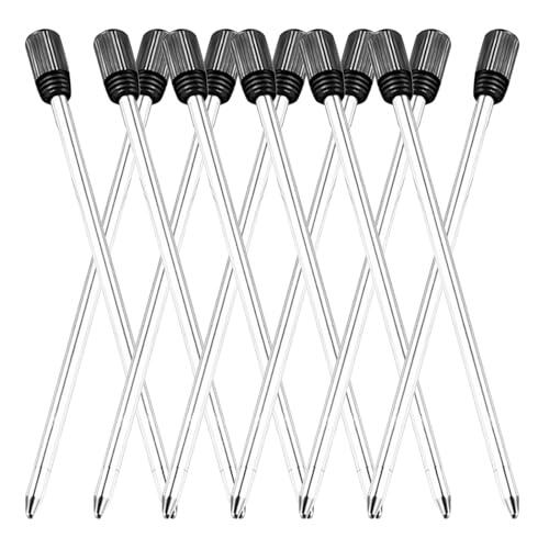 SHERCHPRY 12 Piezas Recambio de Bolígrafo de Metal Punta Fina Negro 7cm para Escribir Tinta Clara y Uso Diario en Oficina y Escuela