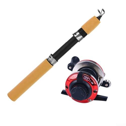 Caña de pescar en hielo y carrete para combo, juego de 2 piezas de 60 cm/80 cm/100 cm, aparejos giratorios con mango de EVA, equipo portátil de pesca en hielo de invierno para pescadores (tipo C)