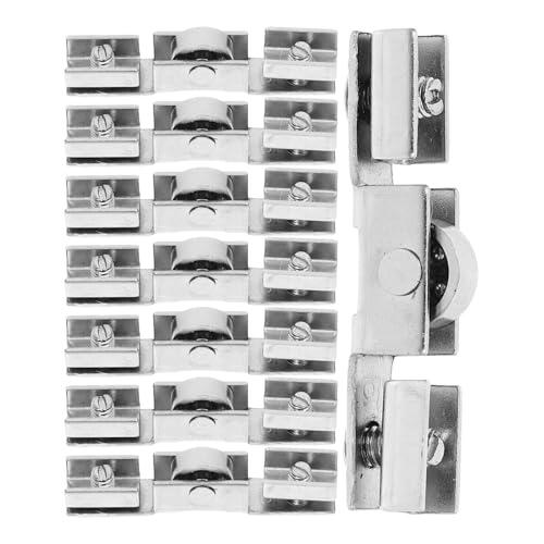 VILLFUL Rodillos para Puertas Correderas de Vidrio H Diseño de Bordes Suaves, Material Acero Plata, 8 Piezas para Puertas de Aluminio y Estilo Hogar