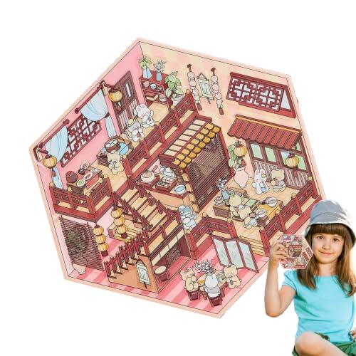 Pegatinas De Escenas Dibujos Animados Mini Paisaje Apilable 3D De Dibujos