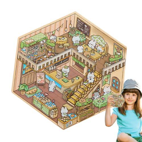 Pegatinas De Escenas Dibujos Animados Mini Paisaje Apilable 3D De Dibujos