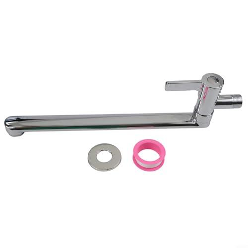 Grifo giratorio de acero inoxidable para fregadero con cuello extendido y montaje en pared para flexibilidad de tareas de agua fría (30 cm)