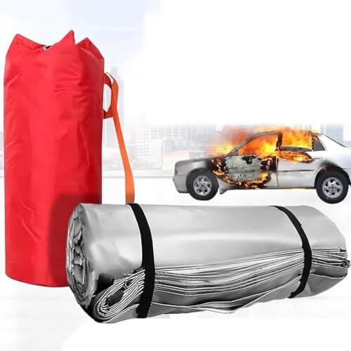ANXYYDS Manta ignífuga para Coche, Mantas ignífugas de Emergencia para Coche, Manta extintora para vehículos de Nueva energía, Camiones y vehículos de Motor 3x4m