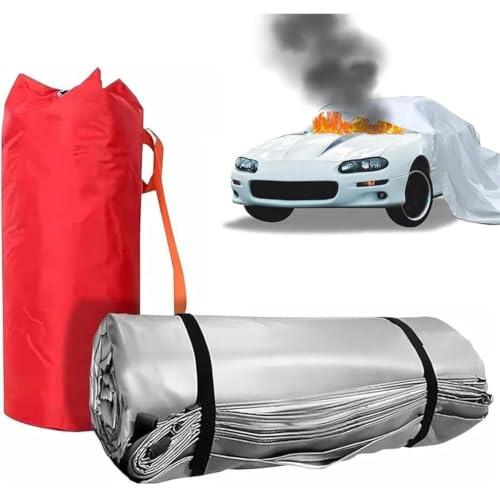 ANXYYDS Manta ignífuga para vehículos eléctricos, para vehículos eléctricos y de Gas, Manta de extinción de Incendios de Emergencia de 1100 °C, Mantas de Supervivencia seguras 4x6m