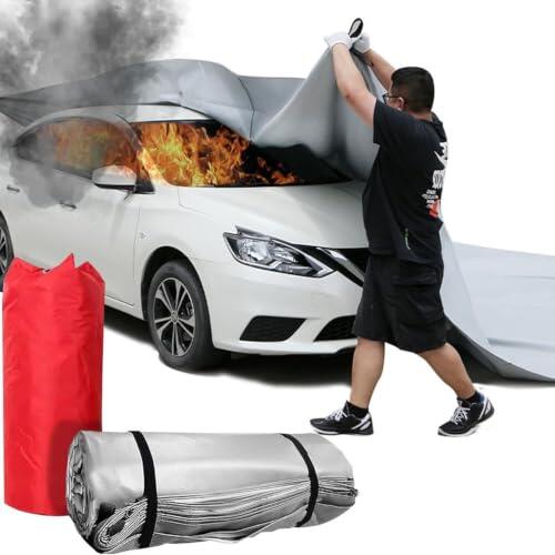 ANXYYDS Manta ignífuga de Emergencia Reutilizable para Coche, Mantas extintoras de Primeros Auxilios para vehículos eléctricos/de Gasolina, Manta para Refugio contra Incendios 4x6m