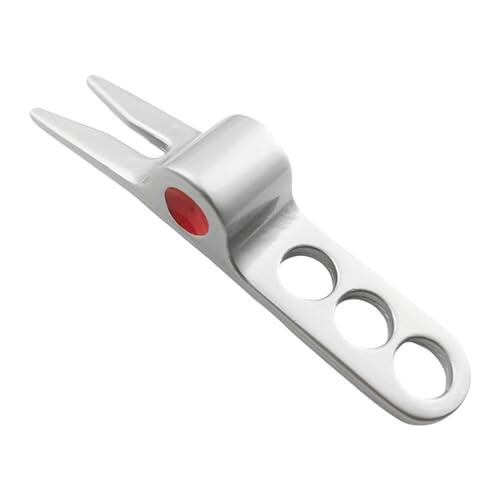 AMSLSIU Horquilla de Golf, Herramienta eficiente para Reparar hoyuelos de Golf, aleación de Zinc, portátil, Reutilizable, Ligera, Accesorios de, Plata 1 Pieza, 8 x 1.5 x .4 cm