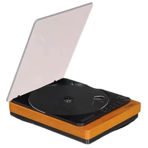 POCDOKYZ Mini Reproductor de CD Vintage, Bluetooth 5.1 con Cable de Fibra óptica de 1,5 M, extracción de CD a USB, Salida Digital óptica, Conector AUX de 3,5 mm, Control Remoto