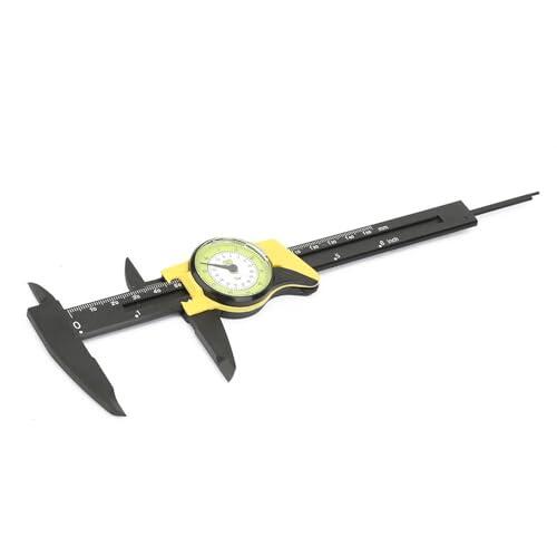 VBESTLIFE Calibrador Vernier con Esfera de Plástico, Herramienta de Medición Profesional de 0-150mm, Calibre de Lectura Transparente Resistente Al Desgaste y Duradero, Color Amarillo (Amarilla