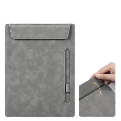 A4 Portapapeles de cuero Absorción magnética Clip de plata Administrador Firma Pad Archivo de escritura Reunión de oficina Carpeta vintage Tablero de menú