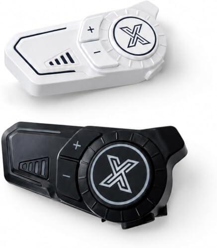 F20Pro Intercomunicador Casco Moto, Comunicación 1200M, Bluetooth 6.1 | Compartir Música y GPS, Reducción de Ruido ENC/CVC/DSP, IP67, Iluminación RGB, 1000 mAh 45 h Batería, 2Pcs Negro & Blanco