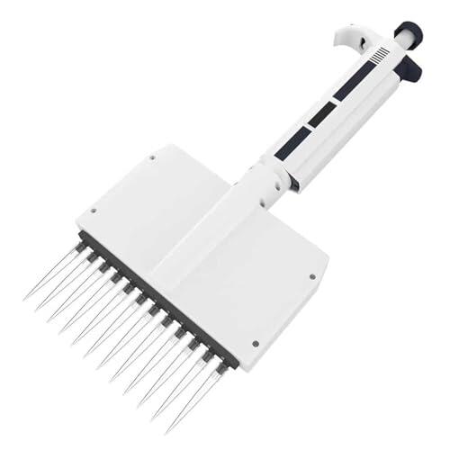Pipeta de 12 canales, volumen ajustable 0.5-10μL/5-50μL/50-300μL micropipeta multicanal, pipeta de pantalla digital de alta precisión, punta giratoria de 360°