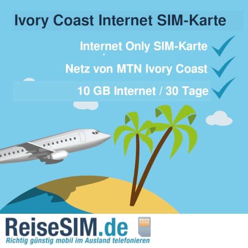 ReiseSIM Costa de Marfil - Tarjeta SIM (10 GB, 30 días de autonomía en la red Orange Ivory Coast)