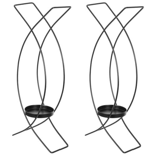 PRETYZOOM 2 Apliques Decorativos Modernos Y Elegantes De Metal Negro para Cocina, De Habitaciones, Velas, Bodas, Estilo Rústico Minimalista, para De Velas Y Portavelas