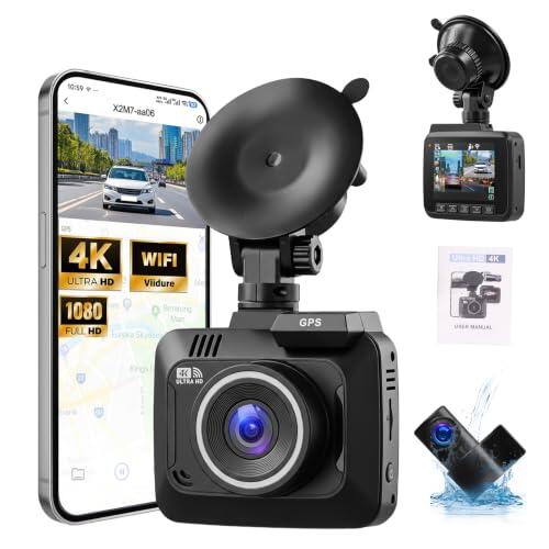 GOHHDL Cámara para salpicadero Delantera y Trasera 4K+1080p, cámara de Doble Canal de 2,4 Pulgadas para Coches con App Control, Sensor G, grabación en Bucle, Gran Angular y visión Nocturna