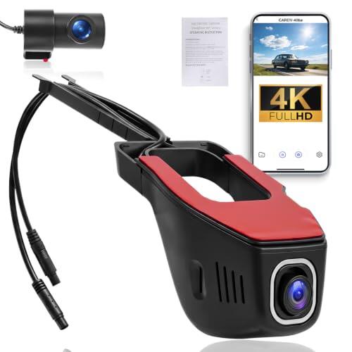 GOHHDL Cámara para salpicadero Delantera y Trasera 4K+1080P, cámara de Doble Canal para Coches con Control Mediante aplicación, Sensor G, grabación en Bucle, Gran Angular y visión Nocturna
