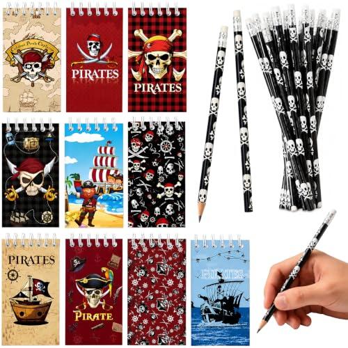 Set de Papelería Pirata: Lápices y Minilibretas para Fiestas y Regalos Escolares